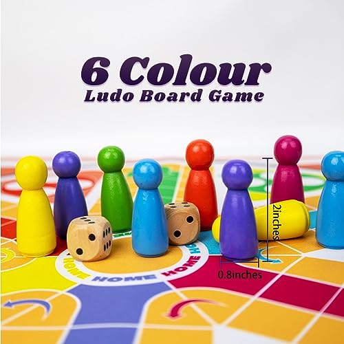 20 Inches Ludo Board Game, 6 Players, Family Gathering & Party Night, Ages 8+