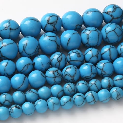 Lote de 30 perlas redondas turquesas azules de 12 mm, piedras preciosas naturales, para hacer joyas, pulseras y collares, 38 cm