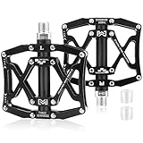 YIKANWEN Fahrradpedale Aluminium Flatpedale 9/16 Mountain Bike Pedale , mit 3 Abgedichtete Lager rutschfest Breites Plattformpedal für E-Bike,BMX, Spin Trekking Bike