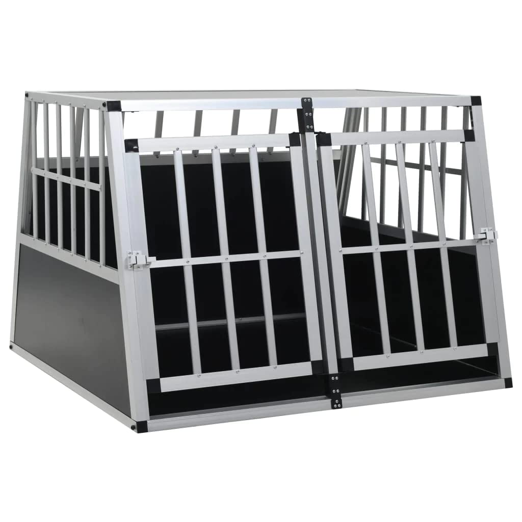 vidaXL Jaula para perros, casa para perros con doble puerta, perreras transparentes adecuadas para el maletero del coche, transportador portátil para cachorros