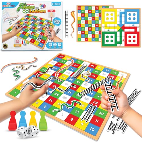 Image of Wembley 2-in-1 Magnetic Ludo Board Game | Travel Friendly Toy with Removable Snake and Ladder | Repositionable Snakes & Ladders Toys for 3+ Year Old Kids