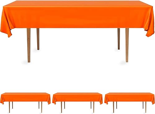 DecorRack Paquete de 4 manteles rectangulares, plástico sin BPA, 54 x 108 pulgadas, mantel para mesa de comedor, naranja (paquete de 4)