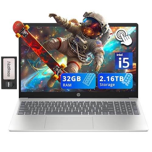 HP Pavilion 15.6インチHDタッチスクリーンノートパソコン、Intel i5-1235U、32GB RAM、2.16TBストレージ(2TB SSD + 160GBドッキングステーションセット)、Intel Iris Xe Graphics、N