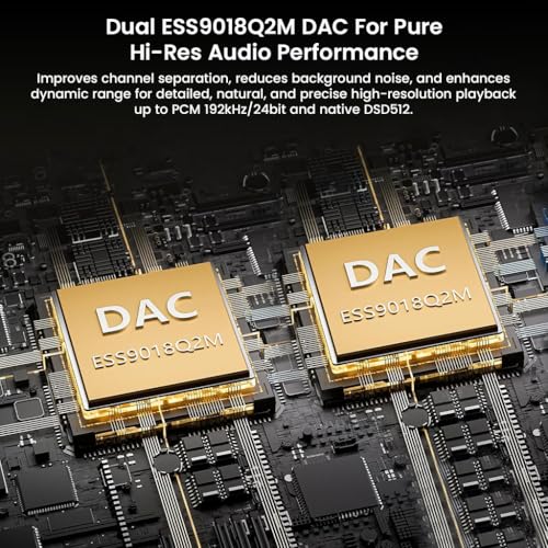 Image of AUDIOCULAR Nexus Portable Hi-Res DAP, Android Digital Audio Player, Dual ESS9018Q2M DAC, 3.5mm & 4.4mm Balanced 500mW, DSD512, Bluetooth 5.0 with LDAC, Mp3 Player (Black (32GB Memory))