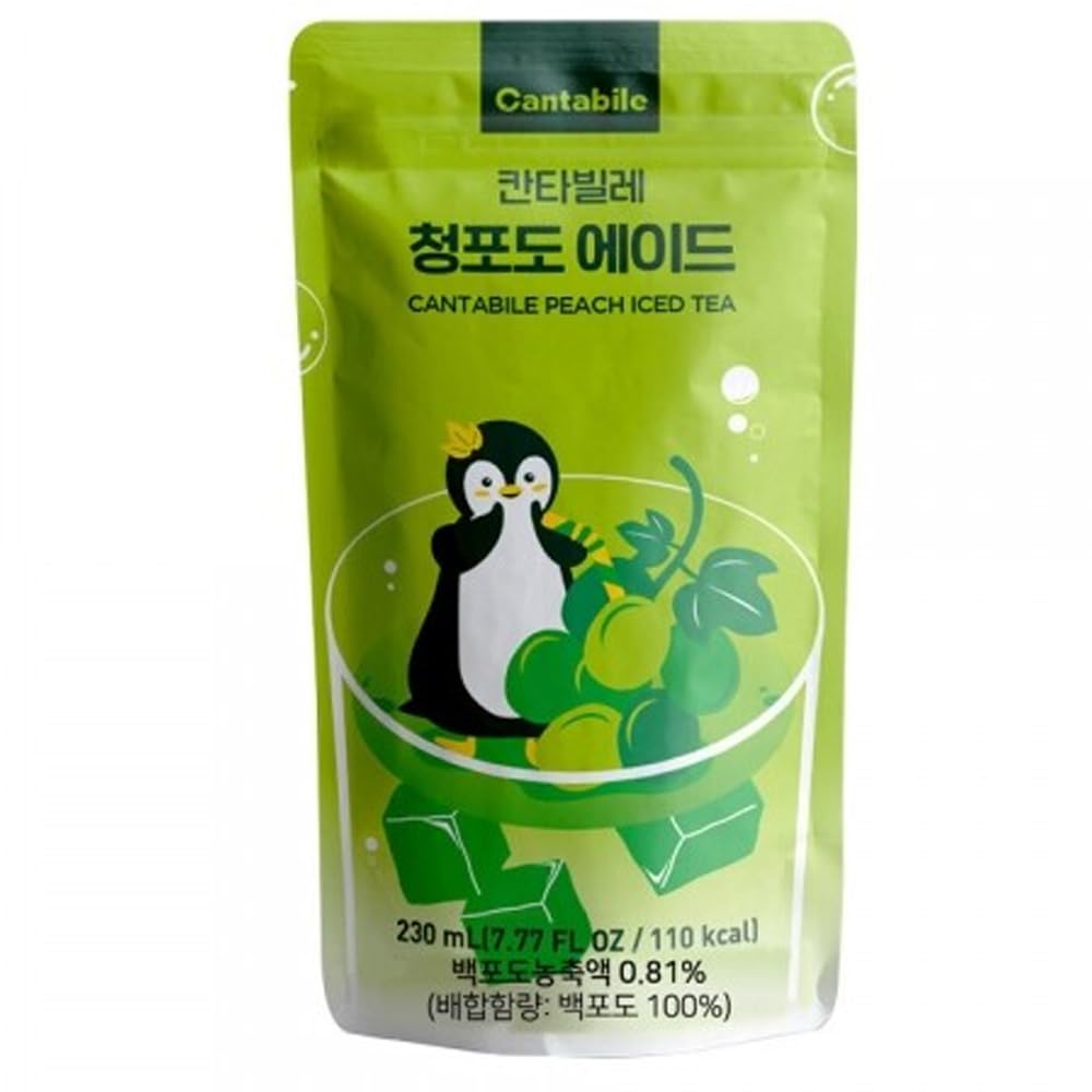 Cantabile Korean Convenience Store Pouch Drink Ready-to-Drink Refreshing Beverage Imported from Korea (Box of 10, Green Grape)