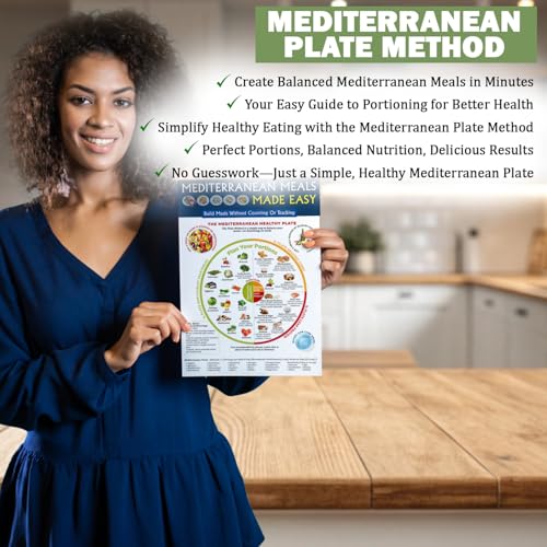 Image of Nonlae 3 Mediterranean Diet Charts - Food List, Easy Meal Plan & Recipes, Beginner Guide with Serving Sizes, Net Carbs, Calories, Mediterranean Diet for Weight Loss, Diabetes - Friendly, Heart Health