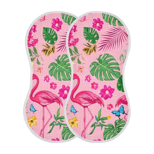 xigua Tropical Flamingos Baby Burp Cloths for Newborn Boys and Girls 4 Pack, Soft & Absorbent Cotton Baby Burp Cloth, Baby Washcloths, Newborn Towel, Burp Rags2