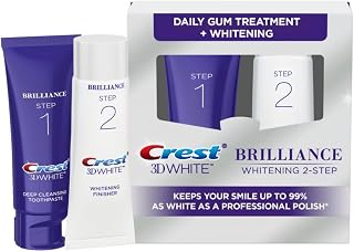 Crest 3D White Brilliance 2-Step Teeth Whitening Kit: Deep Clean Toothpaste 4oz + Whitening Gel 2.3oz - 99% as White as Pro Polish
