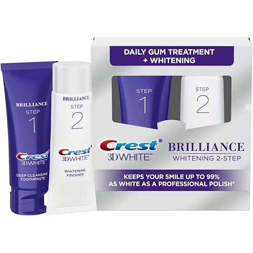Crest 3D White Brilliance 2 Step Kit, Crest 3D White Toothpaste, Deep Clean Toothpaste (4oz) + Teeth Whitening Gel (2.3oz)