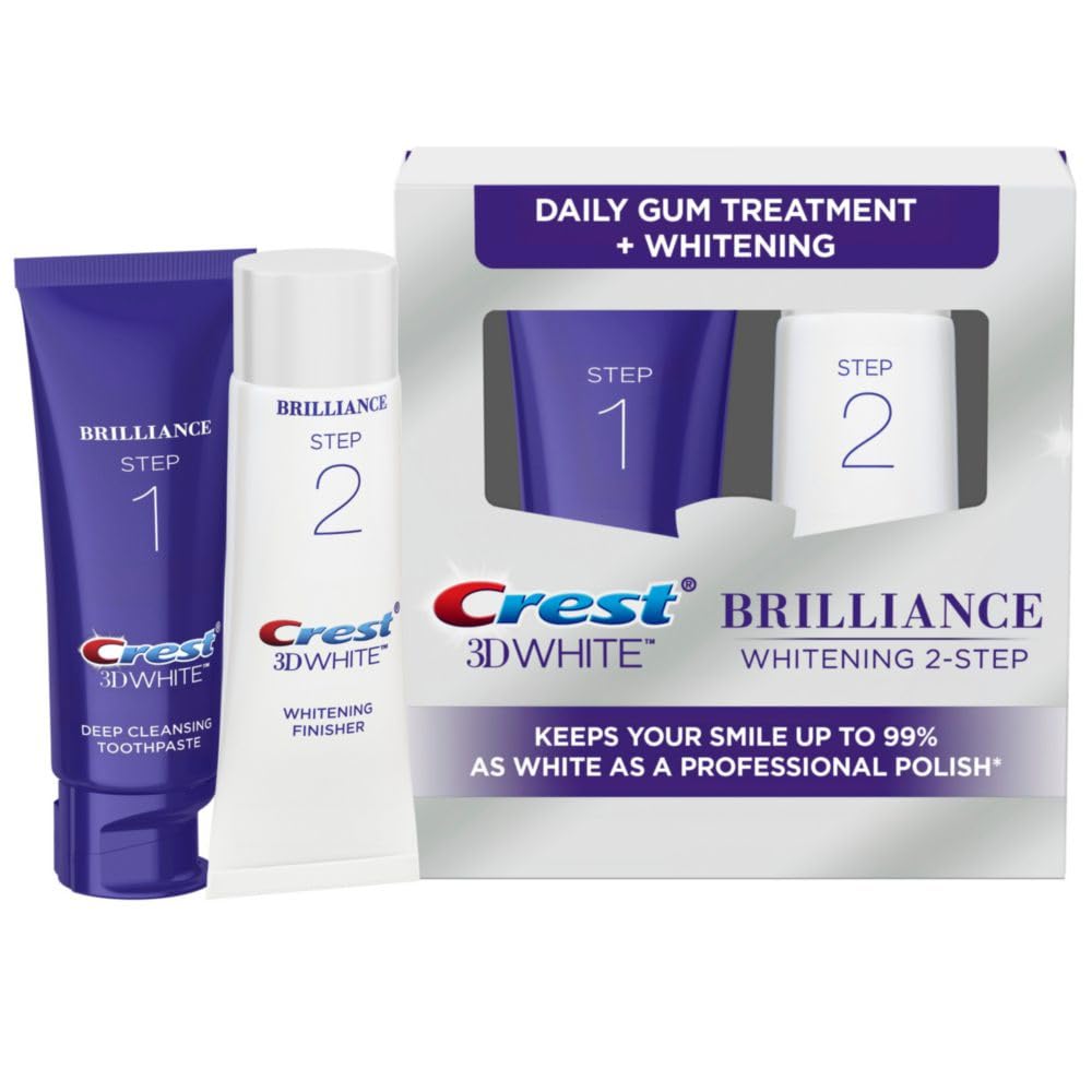 Crest 3D White Brilliance 2 Step Kit Crest 3D White Toothpaste Deep Clean Toothpaste 4oz Teeth Whitening Gel