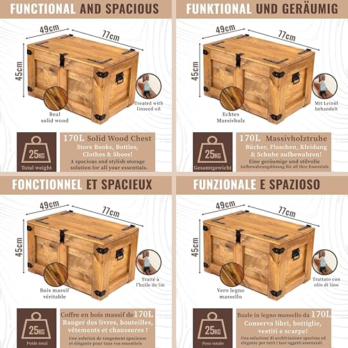 Cofre del tesoro de madera CREATIVE COOPER como mesa de café rústica 4