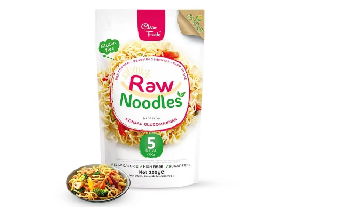 CleanFoods Raw Noodles paquete de 200 g I Konjac Glucomannan I calidad probada en laboratorio I vegano sin gluten sin grasa sin azúcar bajo en carbohidratos I solo 6 calorías por 100 g (8)
