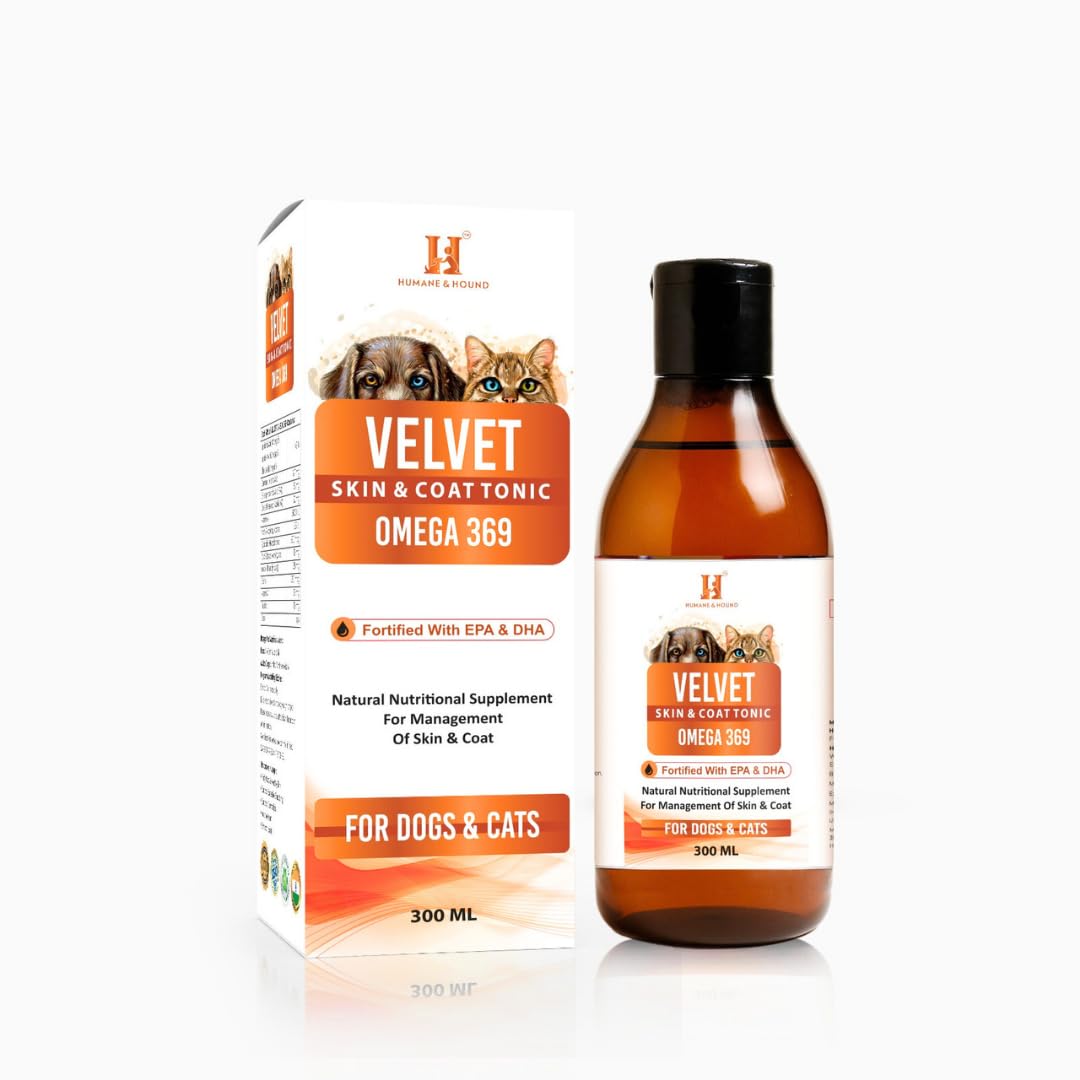 GenericHumane & Hound Velvet Skin & Coat Tonic with Omega 3 6 9 for Dogs & Cats (300 ML)