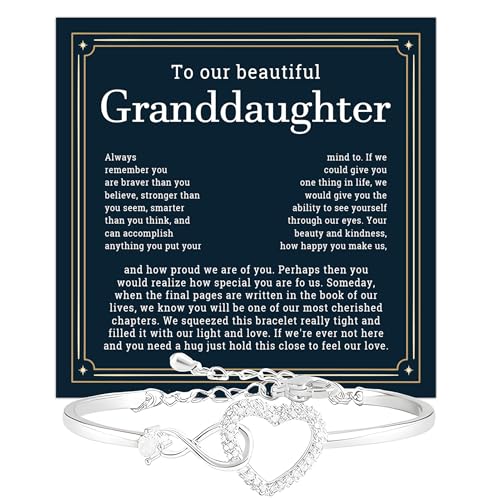 To My Granddaughter Infinity Heart Bracelet, Jewelry Gift On Graduation Birthday Christmas With Heartfelt Message & Elegant Box