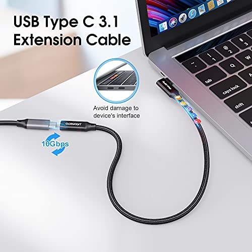 aceyoon USB C-verlenging, 0,5 m, 240 W, USB C 3.2 kabelverlenging, ondersteunt PD snel opladen, 20 Gbps/Gen2 en 4K @60Hz video-overdracht, USB type C, verlenging voor MacBook, voor Galaxy S23/S22 enz - Afbeelding 3