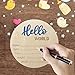 Baby Announcement Sign, ​5.9 Inch Wooden Hello World Newborn Signs, Birth Announcement Sign, Baby Shower Hospital Nursery for Newborn Boys and Girls… (Blue)