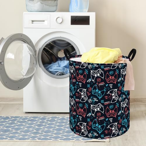 Image of Large Laundry Basket Canvas Storage Bins Baby Nursery Hamper for Boys and Girls Toy Box Gift Baskets for Home,Office,Home Decor