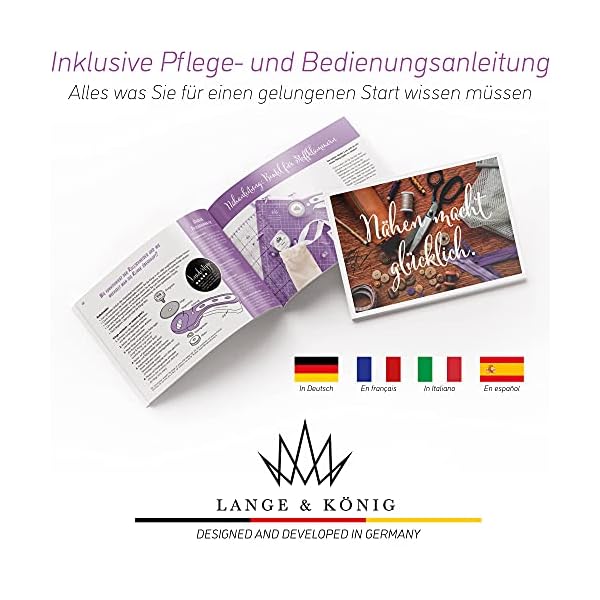 Lange & König Rollschneider Set in 3 Größen [A1, A2, A3] und 5 Farben Inkl. Schneidematte, Rollschneider, 5 Ersatzklingen, Patchwork-Lineal + 20 Stoffklammern als Nähzubehör – Bild 6