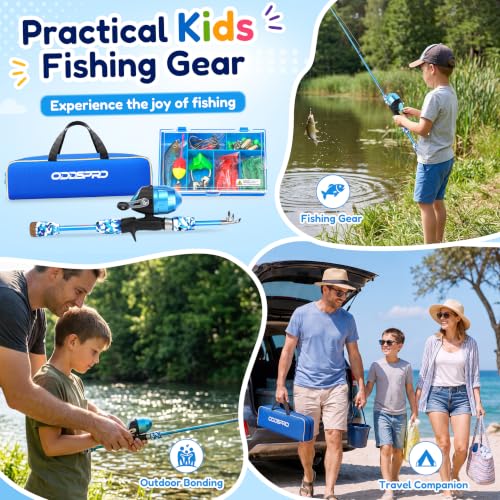 ODDSPRO Kids Fishing Pole, Portable Telescopic Fishing Rod and Reel Combo Kit - with Spincast Fishing Reel Tackle Box for Girls, Youth - image 3