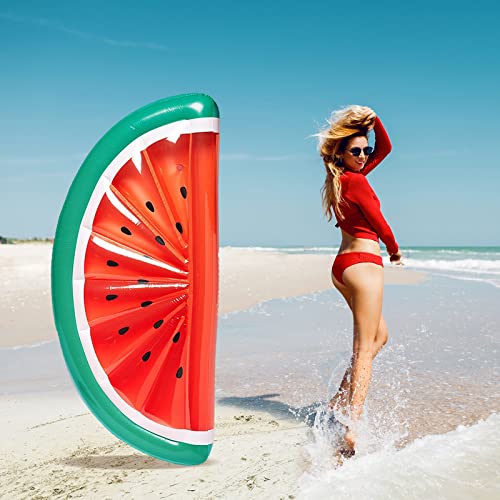 Neluxfe Luftmatratze Pool Wasser Hängematte, Aufblasbar Matratze, Schwimmmatratze Schwimmsessel Spielzeug für Erwachsene Sommer (Wassermelone) – Bild 5