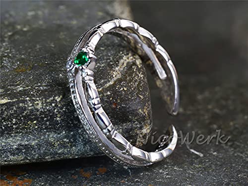 Bague double rangée en argent 925 NicoWerk SRI710 avec pierre verte - 5
