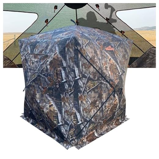 THUNDERBAY 2-3 Person Hidden Threat See Through Hunting Blind, See Through Panel Window with 270° View, Floor Space 62" x 62" to 72" x 72"