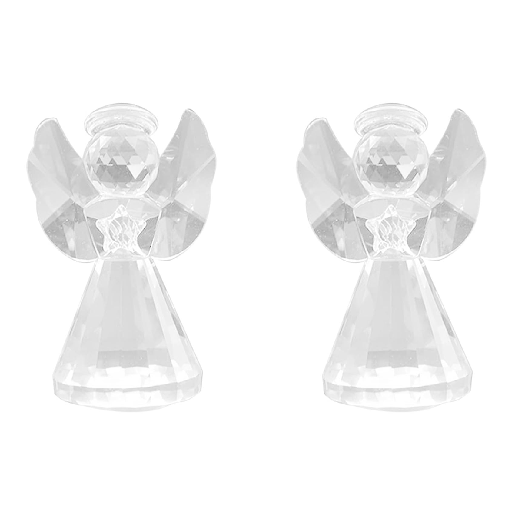 Vjsujehgy 2X Crystal Angel Figurine Decor, Glass Guardian-Angel Statue Figurines Collectibles, for Women