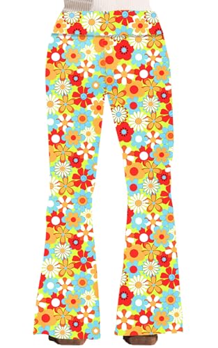 Image of Deerose Girls Halloween Hippie Bell Bottom Pants High Waist Flare Pants 5-14 Years