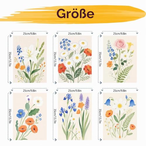 YALKIN 6 Stück Malen Nach Zahlen Erwachsene, Paint by Numbers Malen Nach Zahlen, DIY mit Pinseln und Acrylfarben Handgemalt Ölgemälde… – Ansicht 2