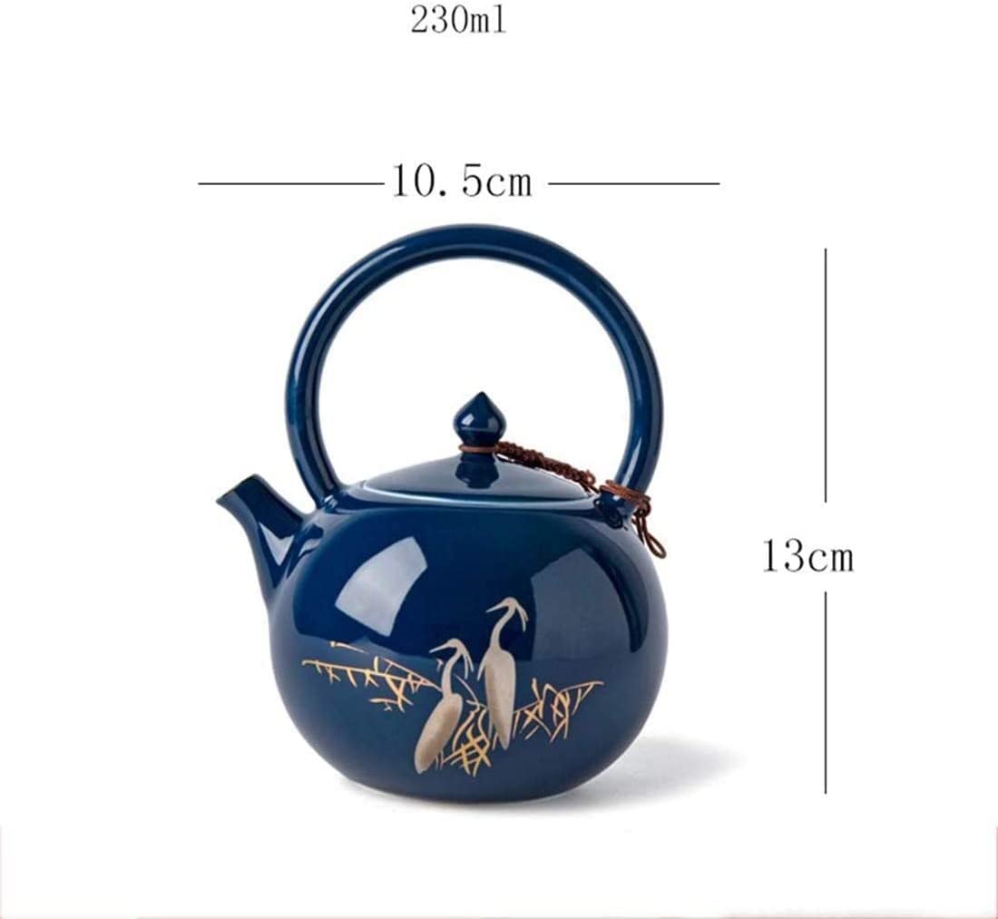 RUVOO Tetera Hierro Fundido Tetera Japonesa Tetera de cerámica con diseño de Garza de 230ml, Tetera de Porcelana China para el hogar y la Oficina China Tetera Hierro