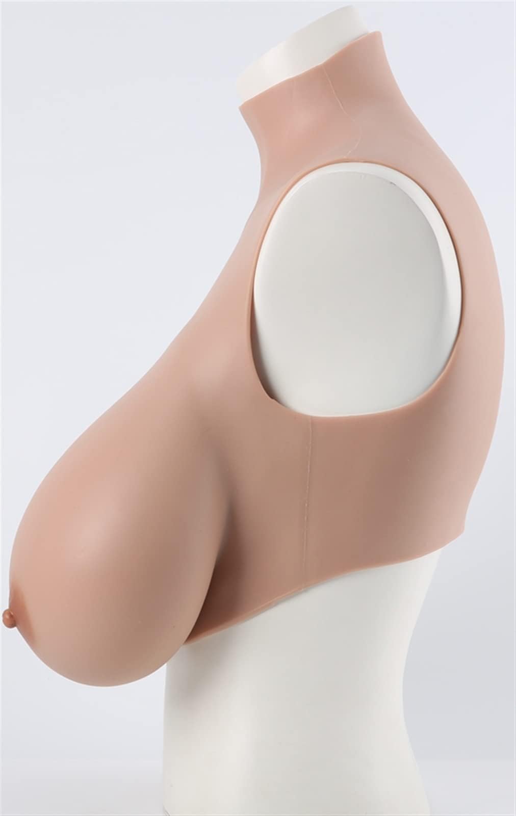 Generico Tette Finte Seni Finti Forme del Seno al Silicone Colletto Alto Elasticità Traspirante Seno di Riempimento in Silicone per Transgender Drag Queen Cosplay Mastectomia,E,#2+Silk Cotton