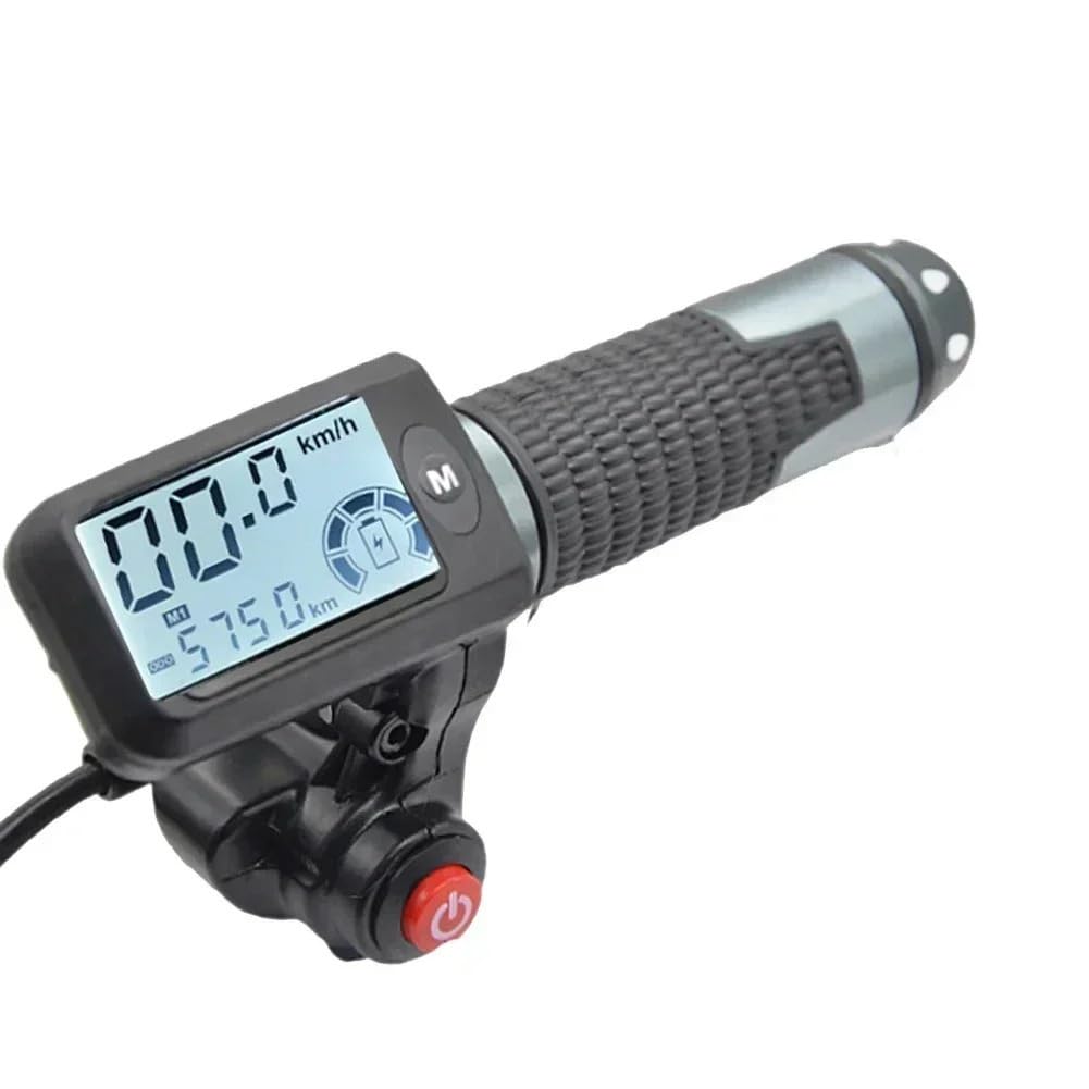 1 Paire de poignées d'accélérateur de vélo électrique avec écran LCD 36-60 V, contrôle de Vitesse, accélérateur for Guidon de Scooter électrique(Black Without Key)