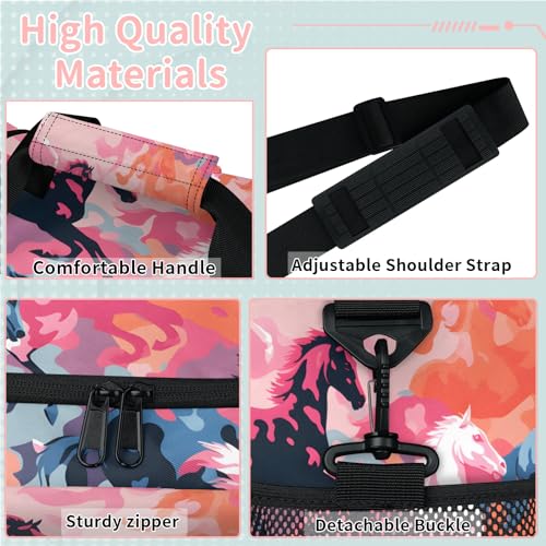 Colourful Abstract Floral Horses Travel Duffle Bag - Waterproof weekend luggage bag, men's sports and fitness bag, delivery hospital storage bag, overnight luggage bag with pull rod cover2