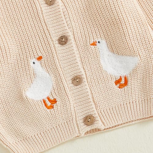 Toddler Baby Boy Girl Goose Cardigan Oversized Long Sleeve Button Down Chunky Knit Sweater Kid Fall Winter Photoshoot Clothes4