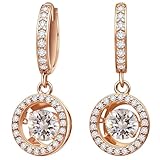 Pendientes con colgante de moissanite de 0,8 quilates con diamantes de moissanita, criados en laboratorio, chapados en oro rosa de 18 quilates, pendientes de moda para regalo de joyería.