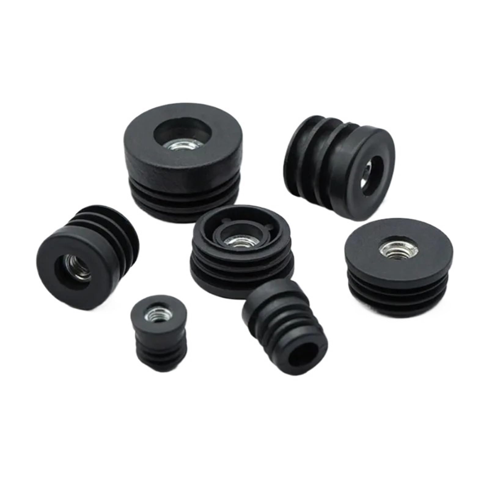 16mm~50mm Round Nut Hole Plug Pipe Black Plastic Furniture Leveling Feet Blanking End Cap M6 M8 M10 For Pipe(30mm-M10(5pcs))