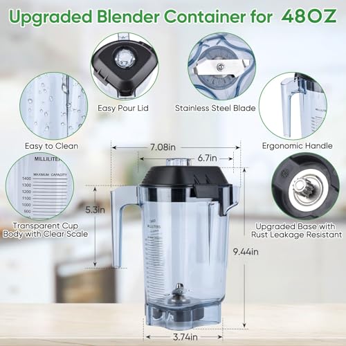 Vaso de licuadora compatible 48oz Olzeein miniatura 3