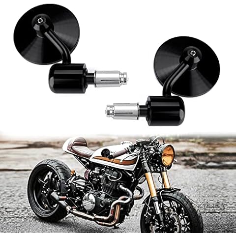 7/8" 22mm Motorcycle Handlebar Bar End Mirror 3 Inch Round Rear View Side Mirror for Scooter Chopper Cruiser(Black) Cover