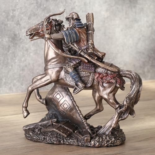 Estatua de samurái japonés con acabado bronce 6.1 pulg miniatura 3
