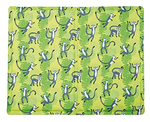 Croci Breeze - Kühlmatte für Tiere 65x50cm ohne Strom oder Batterien - Einlegematte mit Kühlgel für Hunde, Größe M, Lemurenmuster