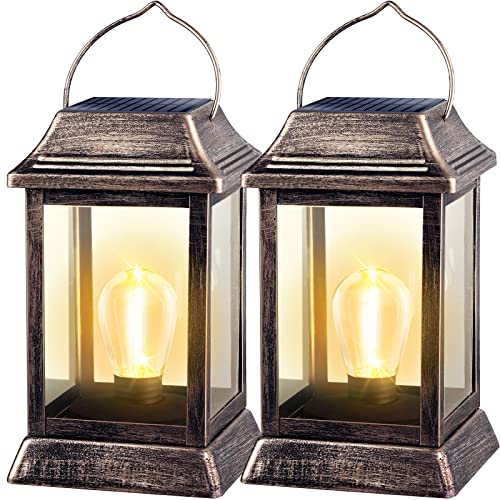 UBright Metal Solar Lantern Lights Outdoor Waterproof Hanging Solar Lights for Outside Garden Lights...
