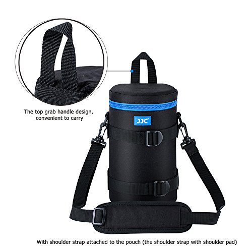 Image of JJC Deluxe Lens Case Pouch Bag for Canon EF 100-400mm f4.5-5.6L IS USM /EF 70-200mm f2.8L, RF 600mm f11 IS STM, Nikon AF 80-200mm f2.8D /AF-S 70-200mm f /2.8G & More Lenses Below 4.3 inch x 8.8 inch(D x L)