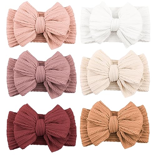 Image of Niceye Handmade Baby Headbands Soft Stretchy Nylon Hair Bands with Bows for Newborn Infant Baby Toddler Girls