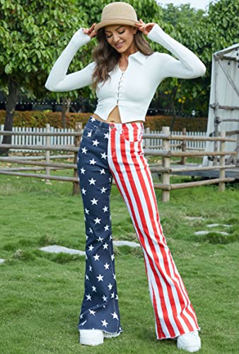 Flare Jeans for Women High Waisted Stretchy American Flag Bell Bottoms Denim Flare Pants2