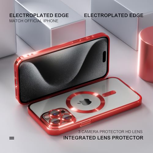 Image of Misea Magnetic for iPhone 15 Pro Case Compatible with MagSafe Red