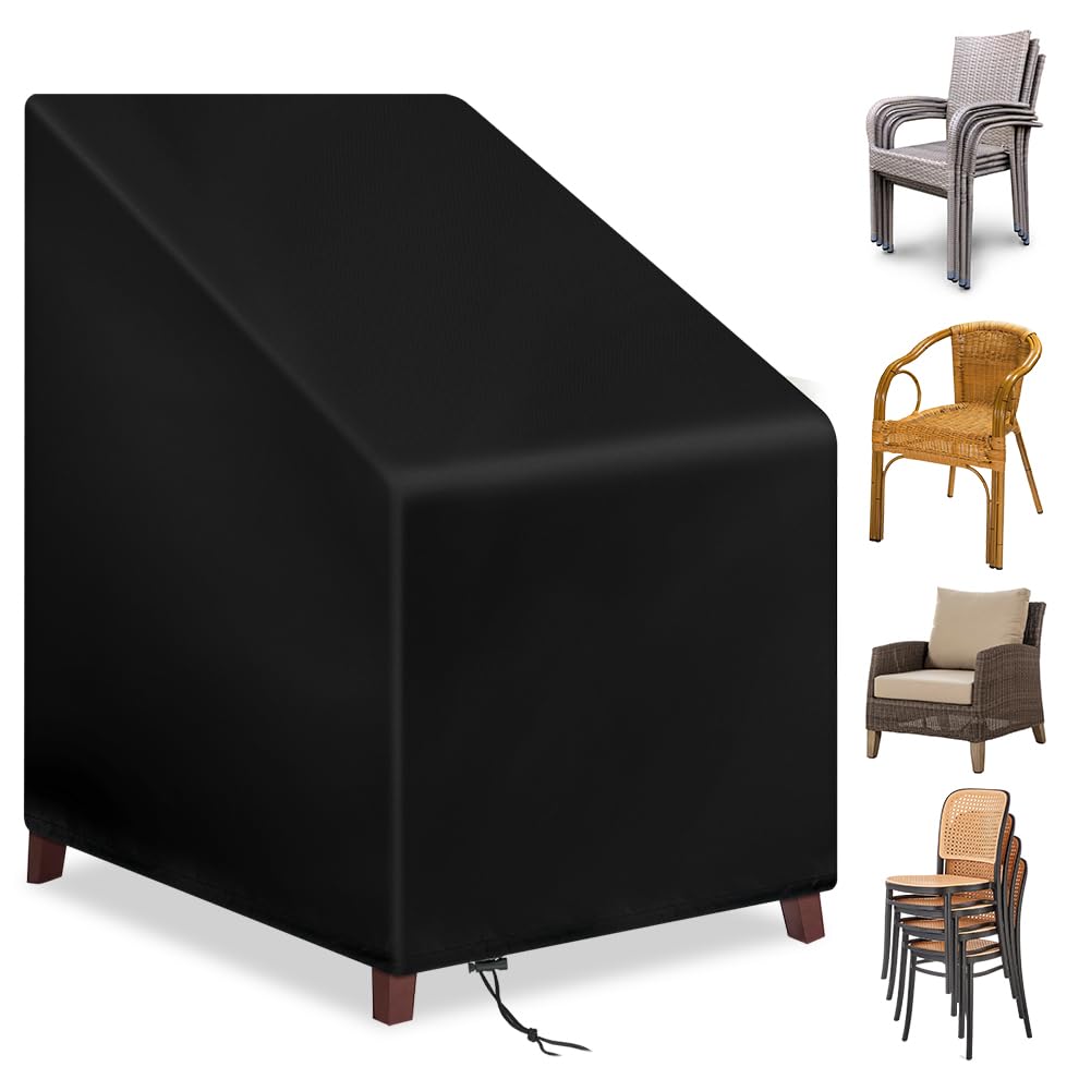 OFFCUP Funda Sillas Apiladas Jardín, 65*65*120cm 210D Oxford Impermeable Funda Protectora para Sillas, Anti-Viento Anti-UV Cubierta Sillas Exterior Jardin para Patio Exteriores