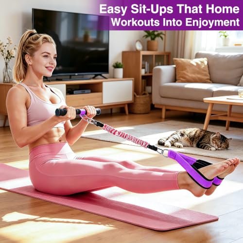 Image of Durable Comfortable Padded Handle Adjustable Pedal Resistance Band 20-40LBS for Full Body Workout