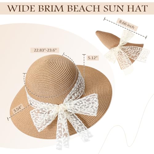 Image of Beach Hats for Women, Sun Straw Hat for Women, UPF 50+ UV Sun Protection Sun Hat Womens, Foldable Floppy Sun Hat
