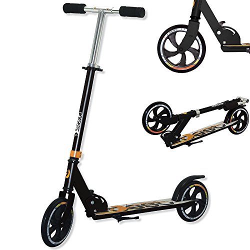 Best Sporting Unisex Jugend EST Sporting Scooter - Monopattino da 200 Pezzi, Regolabile in Altezza su 3 Livelli, 92-96-102 cm, con Supporto, Colore: Nero/Arancione