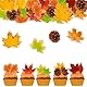 Gleevio Ahornblätter Tortendeko Essbar, 50 Stück Herbst Deko Torte Essbar, Essbare Ahornblätter Cupcake Topper, Erntedankfest Muffin Deko,Esspapier Tortendeko, Blätter Kuchendeko für Thanksgiving
